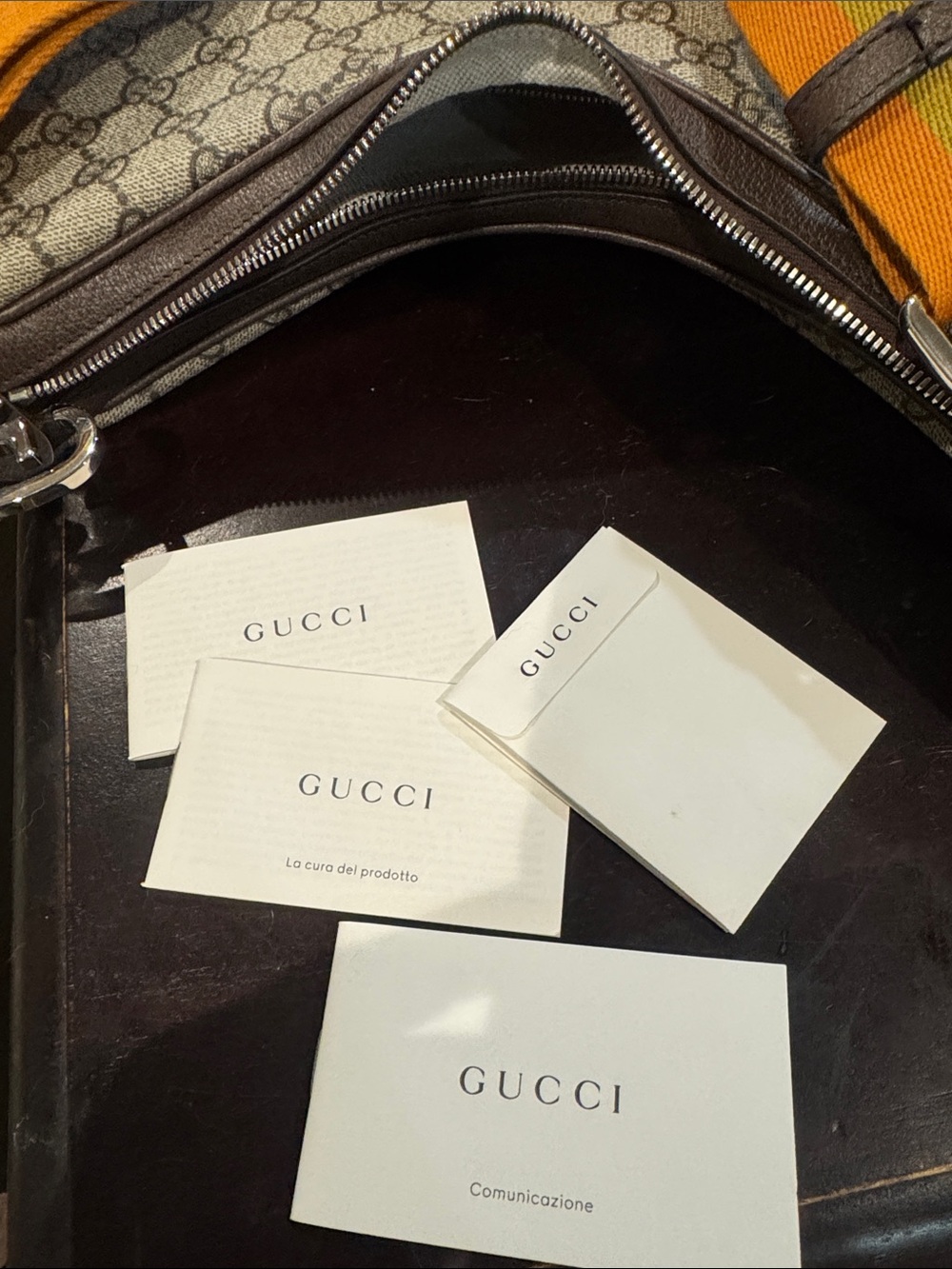 Gucci/Beige GG Supreme Shoulder Hobo Bag with Removable Striped Strap/NWT! - Picture 15 of 16